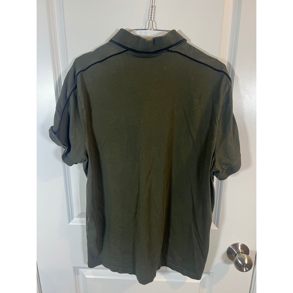 Michael Kors Mens Polo Shirt Contrast Trim Olive Green Large - Picture 3 of 5